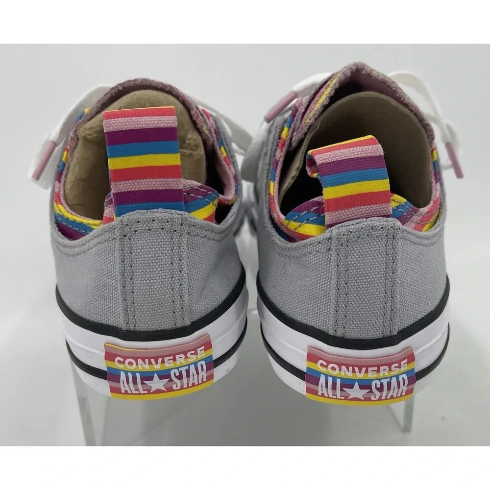 Converse All Star 669818F Gray Rainbow Stripe Low Sneaker Shoes Juniors Size 3